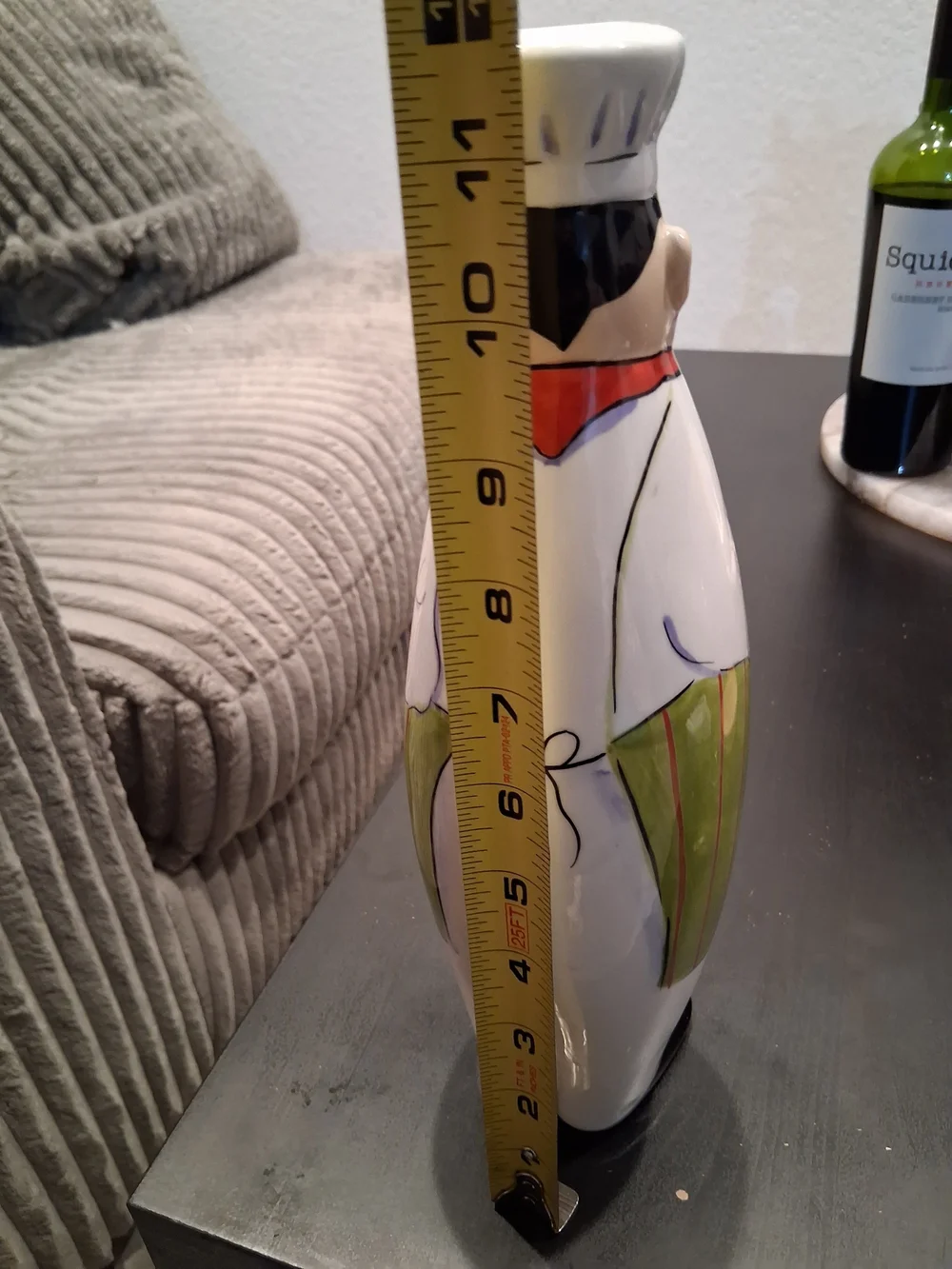Chef Figurine Ceramic Olive Oil Botle Clay Art Hand Painted